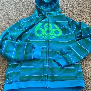 686 Blue and Green Striped Jacket with Hood